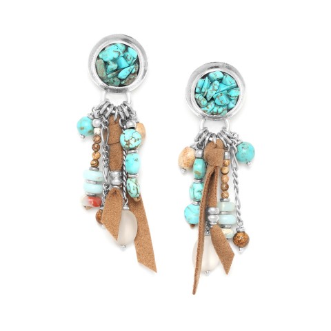 Серьги из говлита ,жемчуга,яшмы и горного хрусталя 12--75481