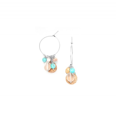 Серьги из говлита ,жемчуга,яшмы и горного хрусталя 12--75490