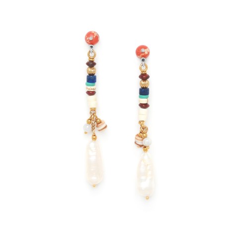 Серьги из жемчуга ,ляпис-лазури и говлита 12--75604