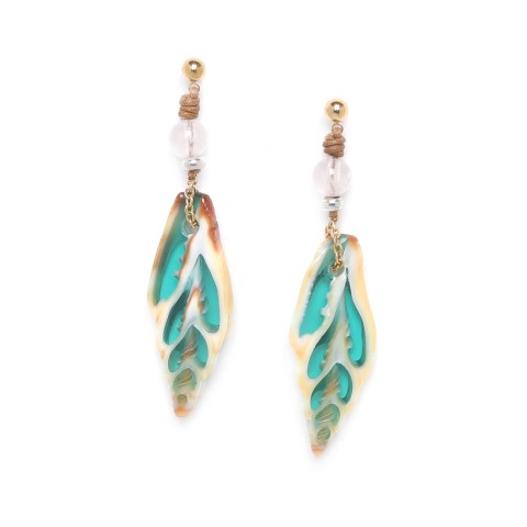 Серьги из раковины и розового кварца 12--75423