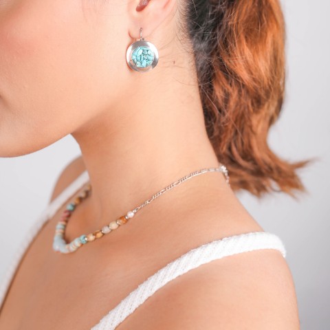 Серьги из говлита ,жемчуга,яшмы и горного хрусталя 12--75480