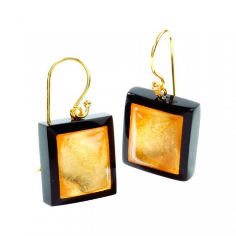 Серьги Zsiska - Twist square gold black