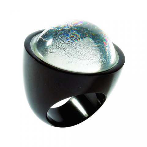 Кольцо Zsiska - Twist silver black round M