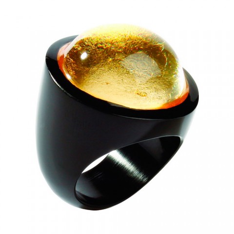 Кольцо Zsiska - Twist gold black sfera L
