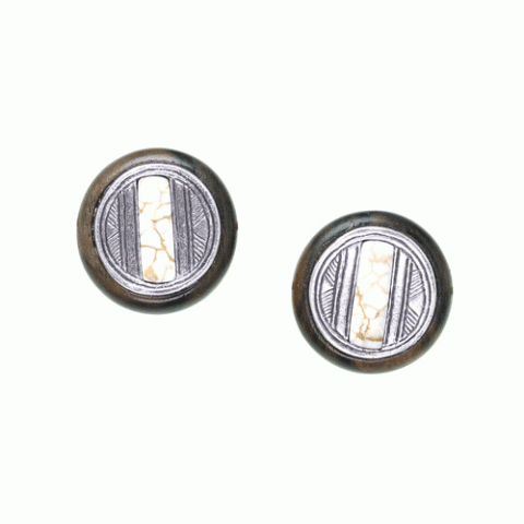 Клипсы из говлита и тигрового дерева ATACAMA 11--34481