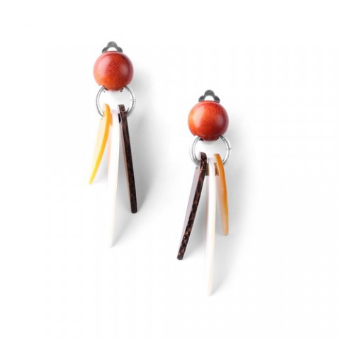 Клипсы из пальмы, дерева Sibucao и золотого перламутра MANAKA 11--76509