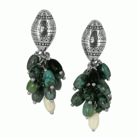 Клипсы из бирюзы и тугаса KILIMANDJARO 11--12073