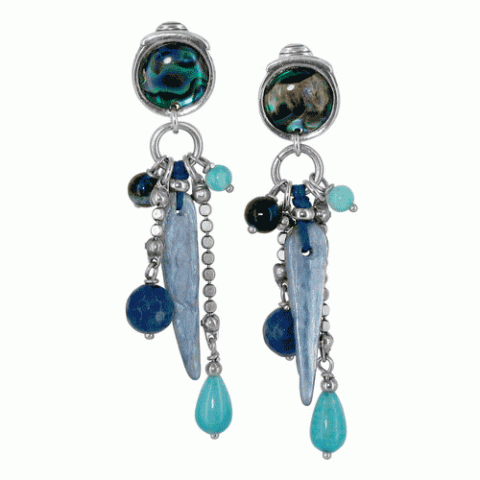 Клипсы из амазонита, кианита и содалита CALYPSO 11--12128