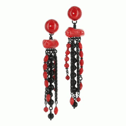 Клипсы из агата и коралла ROSSO 11--12301