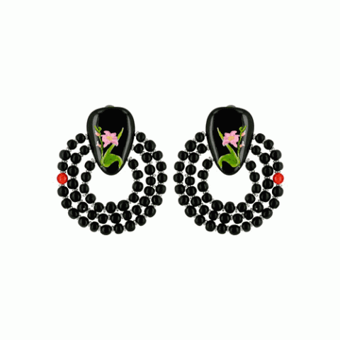 Клипсы из черного рога и коралла HOKKAIDO 11--17610