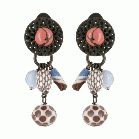 Клипсы из халцедона, родонита, жемчуга CARAVANE 11--17692