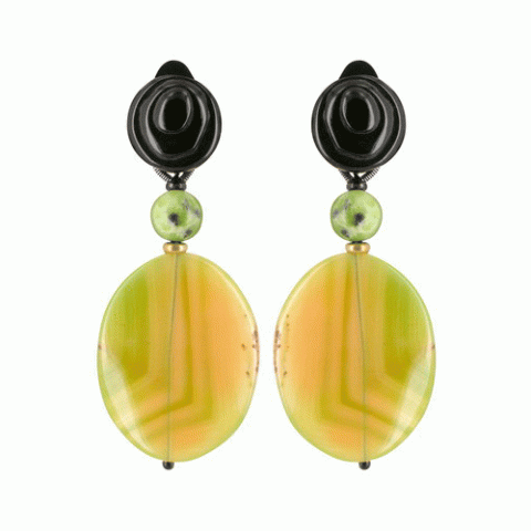 Клипсы из агата и бирюзы CAPE VERDE large agate clips 