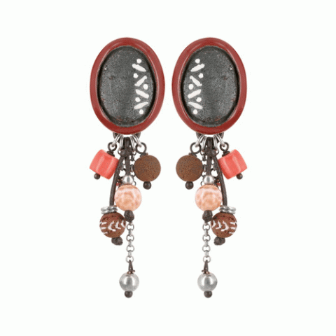 Клипсы из агата, коралла, эбена DJENNE