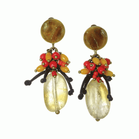 Клипсы из агата, коралла, цитрина и перламутра FARNIENTE 11--19681