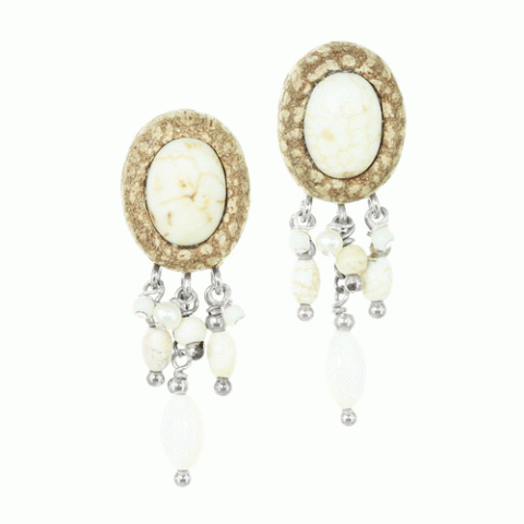 Клипсы из жемчуга, горного хрусталя, трокаса и перламутра WHITE SAND 11--34001