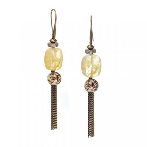 Серьги из перламутра, жемчуга, нефрита, яшмы и джекфрута SHANGRI LA 12--25242