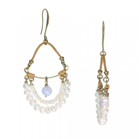 Серьги из жемчуга и голубого халцедона NAIADES 12--25303