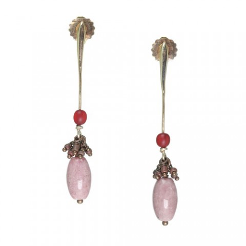 Серьги из рога, родонита, розового дерева и кожи змеи GRANADA 12--25431