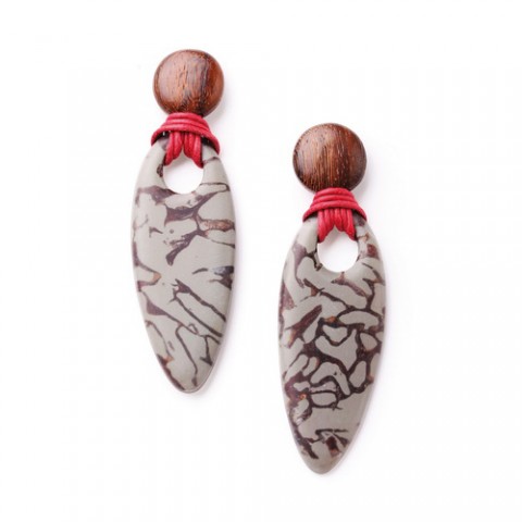 Серьги из термитного гнезда и дерева Robles CONCRET JUNGLE 12--72043