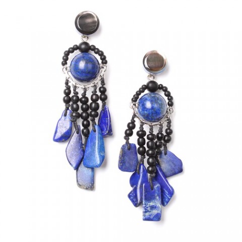 Серьги из ляписа лазури и черного перламутра DEEP BLUE 12--72062