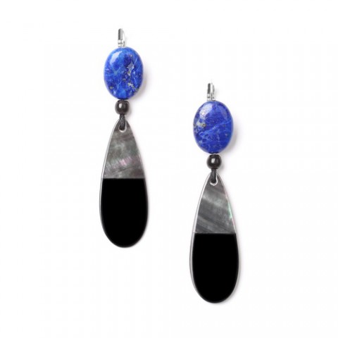 Серьги из ляписа лазури и черного перламутра DEEP BLUE 12--72063