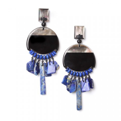 Серьги из ляписа лазури и черного перламутра DEEP BLUE 12--72068