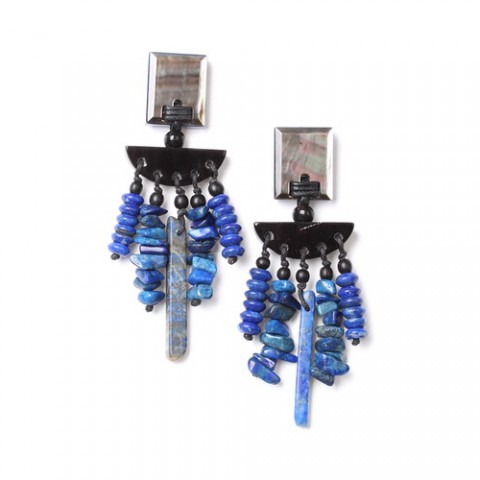 Серьги из ляписа лазури и черного перламутра DEEP BLUE 12--72069