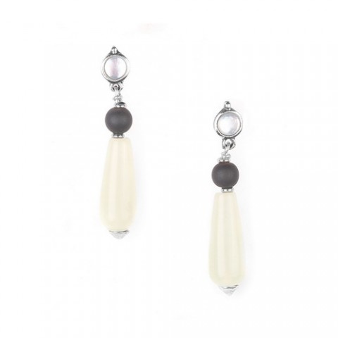 Серьги из жемчуга, оникса, нефрита и черного рога SUMATRA 12--73409