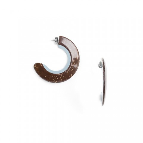 Серьги из кокоса, нефрита, аквамарина и жемчуга TAMAKO 12--74038