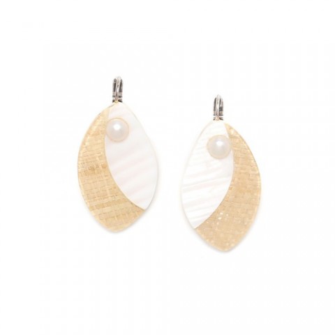 Серьги из жемчуга, розовой ракушки и горного хрусталя EL NIDO 12--74225