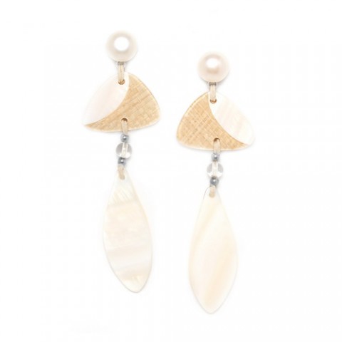 Серьги из жемчуга, розовой ракушки и горного хрусталя EL NIDO 12--74226