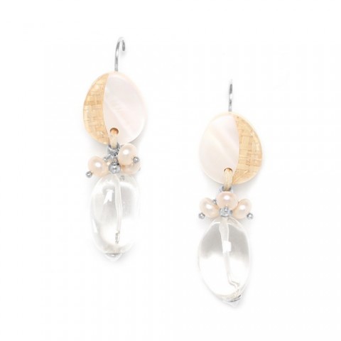 Серьги из жемчуга, розовой ракушки и горного хрусталя EL NIDO 12--74228