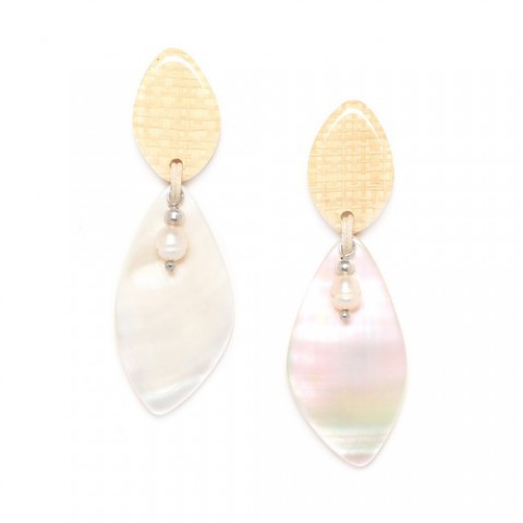 Серьги из жемчуга, розовой ракушки и горного хрусталя EL NIDO 12--74231