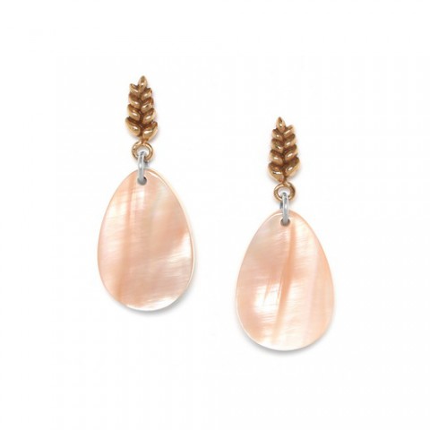 Серьги из унакита, перламутра и розовой ракушки NATURALISTE 12--74268