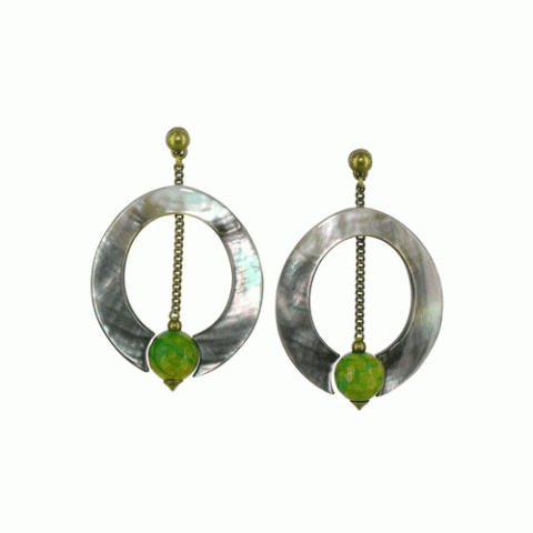 Серьги из бирюзы, змеевика, агата и коралла RAINFOREST 12--12015