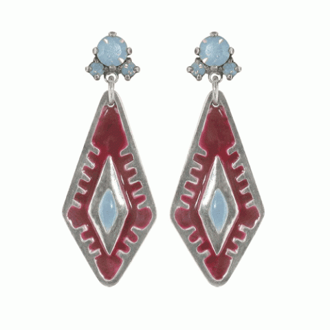 Серьги из родонита, халцедона и аквамарина SUMATRA 12--1768M