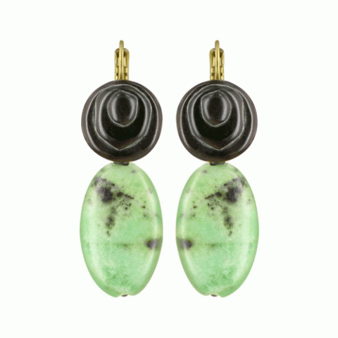 Серьги из агата и бирюзы CAPE VERDE oval bead french hooks