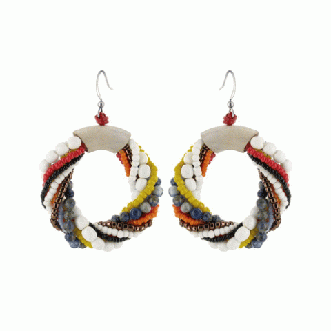 Серьги из ляписа, халцедона и коралла New Folk