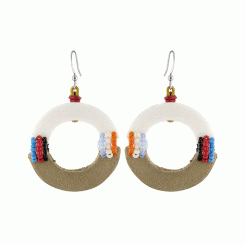 Серьги из ляписа, халцедона и коралла New Folk ring ER 