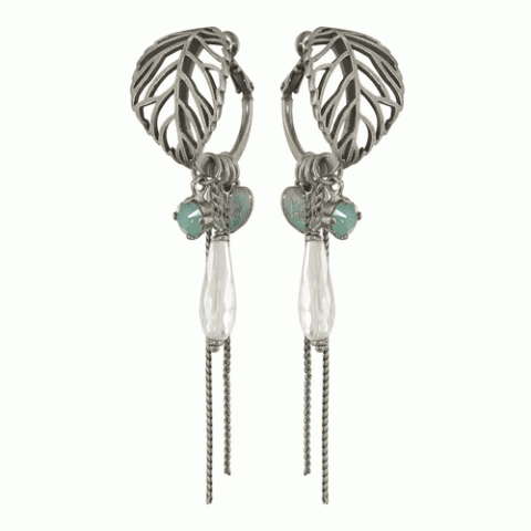 Серьги из горного хрусталя, амазонита и кристаллов Сваровски MORNING DEW 12--M1983