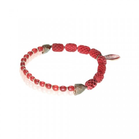 Браслет из рога, родонита, розового дерева и кожи змеи GRANADA 13--29552