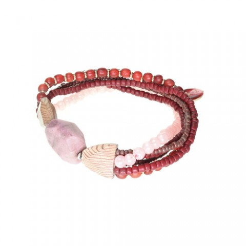 Браслет из рога, родонита, розового дерева и кожи змеи GRANADA 13--29553