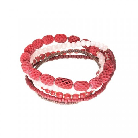 Браслет из рога, родонита, розового дерева и кожи змеи GRANADA 13--29554