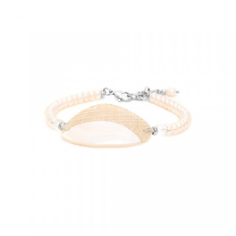 Браслет из жемчуга, розовой ракушки и горного хрусталя EL NIDO 13--32723