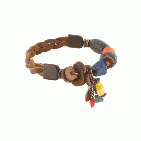 Браслет из нефрита, тибетской бирюзы, агата и яшмы ETHNIKA 13--21782