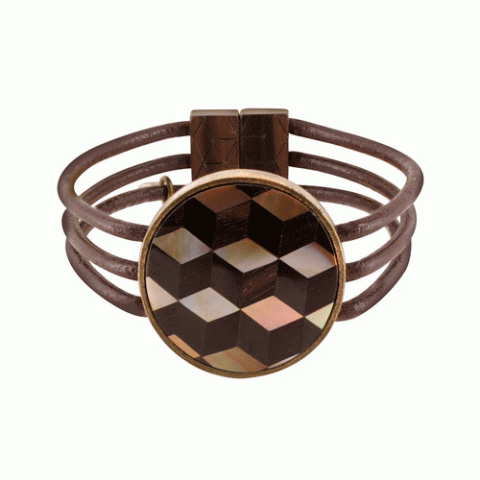 Браслет из перламутра и тигрового дерева ILLUSION round pce bracelet 