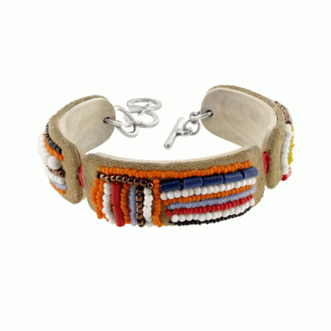 Браслет из ляписа, халцедона и коралла New Folk 3 pcs