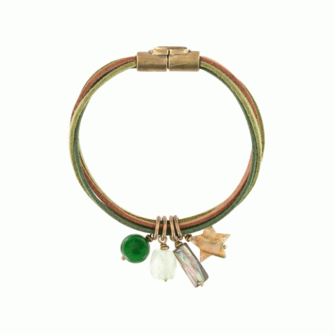 Браслет из амазонита, авантюрина, рутилита и нефрита Ever Green
