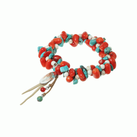 Браслет из коралла, ляписа лазури и бирюзы INTO THE WILD 13--23621