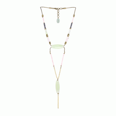 Колье из гематита, нефрита и розового кварца KAJIURA 15--26305